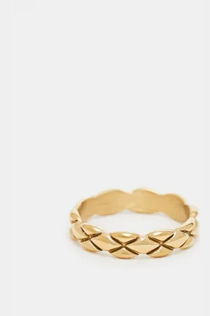 ASOS Anillo de banda con detalles grabados de acero inoxidable resistente al agua de