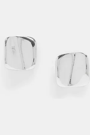 Reclaimed Pendientes plateados unisex con diseño efecto fundido de