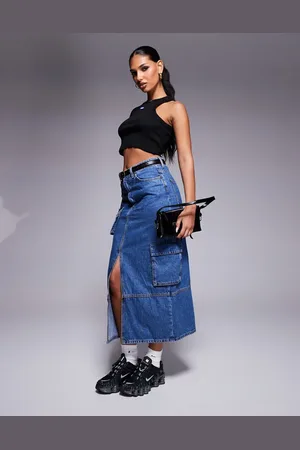 Hugo Blue Falda vaquera cargo larga de