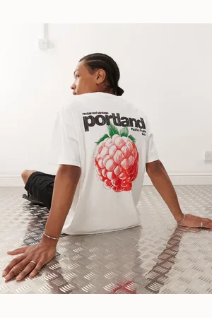 Reclaimed Camiseta blanca extragrande con estampado de Portland en la espalda de