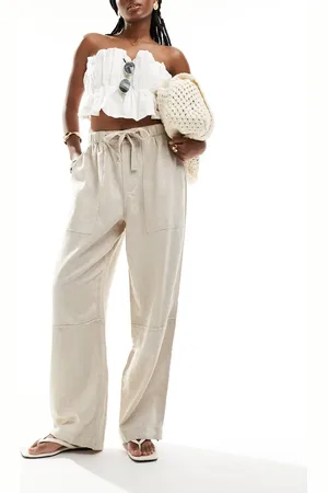 ASOS Pantalones cargo beis de mezcla de lino premium de -Beis neutro