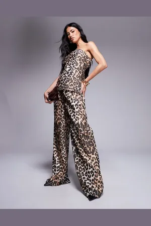 ASOS Pantalones con estampado de leopardo de bengalina de -Multicolor