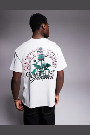 Sixth June Camiseta con logo botánico estampado en la espalda de
