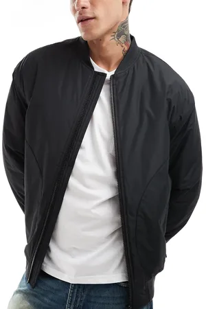 Threadbare Chaqueta bomber negra impermeable de