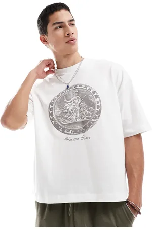 ASOS Camiseta blanca de corte cuadrado extragrande con estampado delantero gráfico de moneda de -Blanco