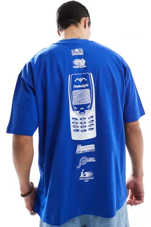 ASOS Camiseta azul extragrande con estampado gráfico urbano de