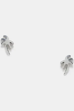 Kingsley Ryan Pendientes de botón con diseño de palmera de plata de ley de