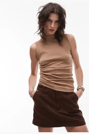 Topshop Top sin mangas con laterales fruncidos de