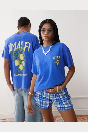 Reclaimed Camiseta unisex extragrande con estampado de limones y texto "Amalfi" de