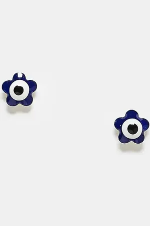Kingsley Ryan Pendientes de botón con diseño de flor esmaltada de -Plateado