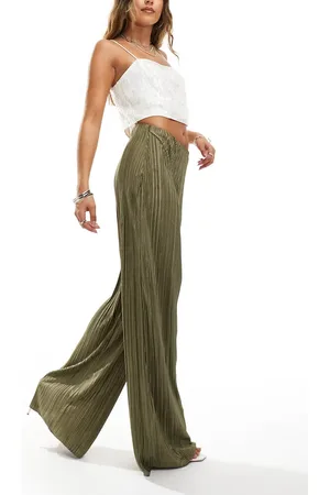 ASOS Pantalones pálido plisados de pernera recta y talle alto de -Verde