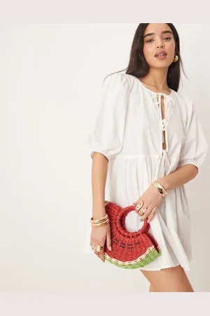 ASOS Bolso tote pequeño con diseño de sandía de paja de
