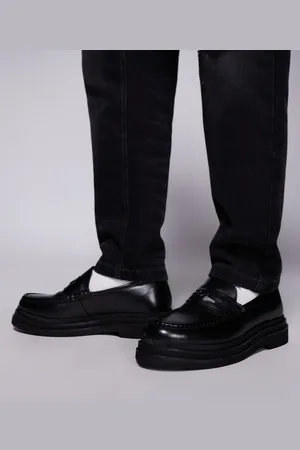 WALK LONDON Mocasines Penny negros de cuero Brooklyn de