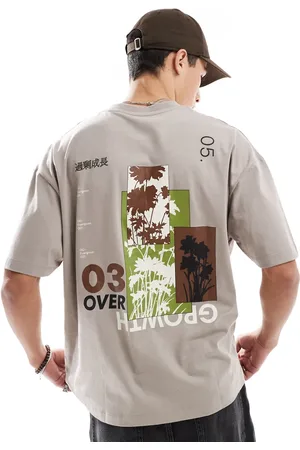 ASOS Camiseta marrón extragrande con estampado gráfico floral de