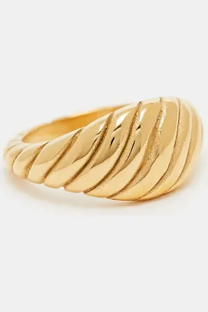 Accessorize Anillo grueso con diseño retorcido de acero inoxidable chapado en oro de la colección Z de