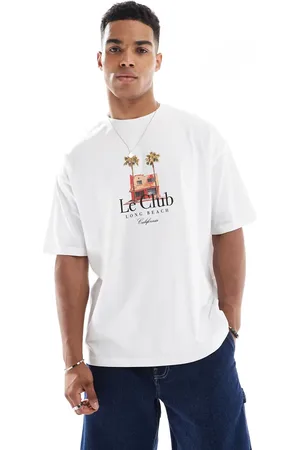 ASOS Camiseta blanca extragrande con estampado gráfico de palmera de