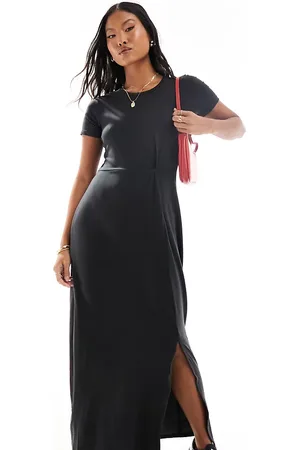 VERO MODA Vestido largo estilo camiseta con abertura y detalle anudado de