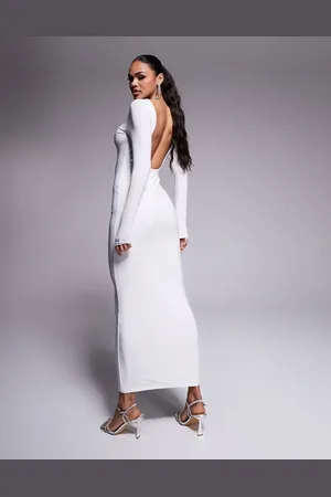 Kaiia Vestido largo ceñido de manga larga con espalda escotada exclusivo de