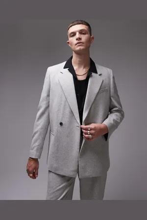 Topman Chaqueta de traje extragrande con doble botonadura de mezcla de lana premium de