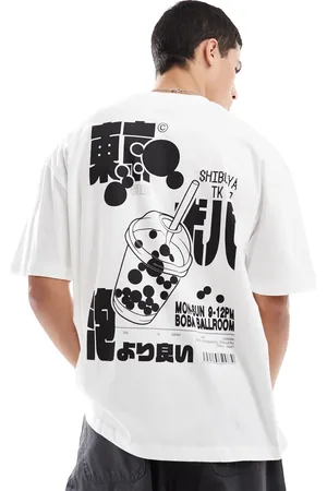 ASOS Camiseta blanca extragrande con estampado gráfico de té de burbujas de -Blanco