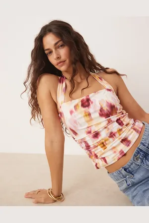 Abercrombie & Fitch Top rosa de tirantes con escote cuadrado y estampado floral de -Azul