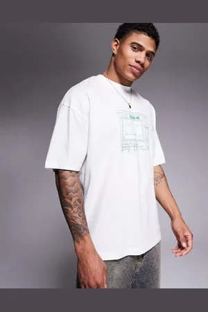 ASOS Camiseta blanca extragrande con estampado gráfico de restaurante de -Blanco