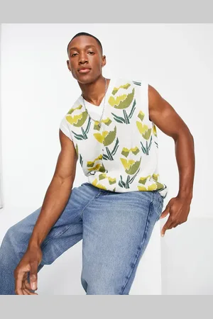 ASOS Camiseta blanca de tirantes con diseño de tulipanes de punto de
