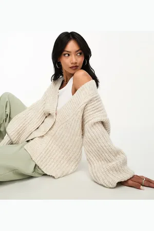 ASOS Cárdigan color de punto grueso de -Blanco