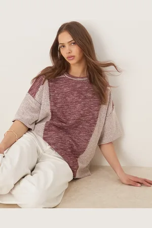 ASOS Sudadera ligera de corte cuadrado extragrande de tejido texturizado variado de -Rojo