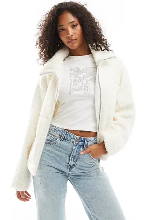 Threadbare Chaqueta blanca con cremallera de borreguito de
