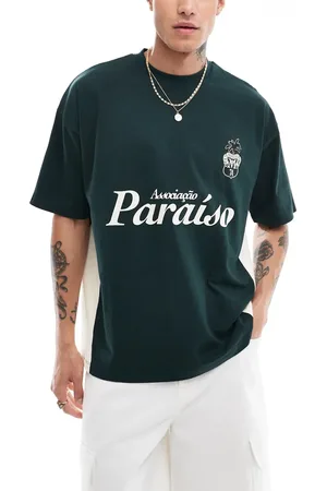 ASOS Camiseta y color crudo extragrande con estampado delantero "Paraíso" de