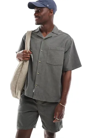 Only & Sons Camisa gris con cuello de solapas de pana fina de (parte de un conjunto)