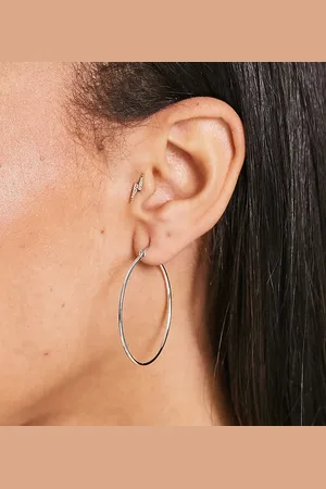 Pieces® Pendientes de aro grandes chapados de plata de ley de