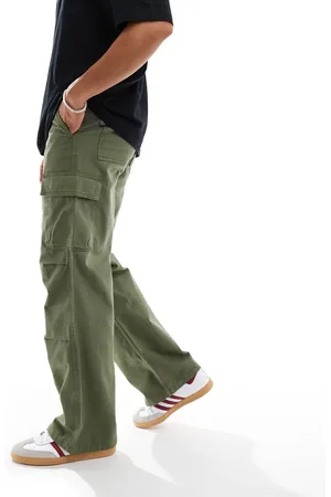 ASOS Pantalones cargo caquis holgados con pliegues en las rodillas de -Verde