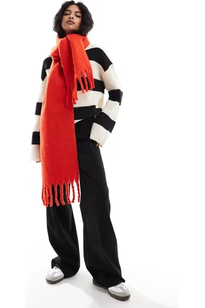 JJXX Bufanda roja extragrande de punto mullido de -Rojo