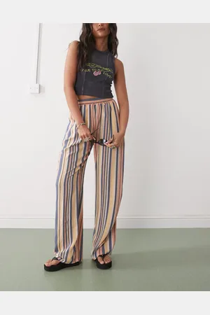 Reclaimed Pantalones a rayas sin cierres de tejido efecto lino de