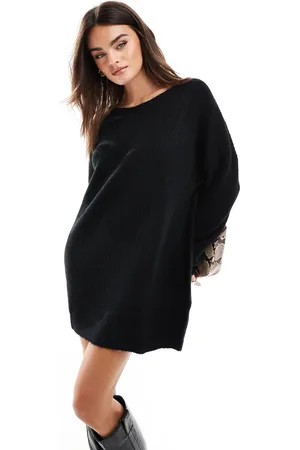Miss Selfridge Vestido corto extragrande con cuello barco de punto de