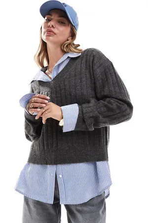 ASOS Jersey con cuello de pico de canalé de