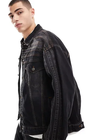 ASOS Chaqueta vaquera negro lavado con detalle de costuras de (parte de un conjunto)
