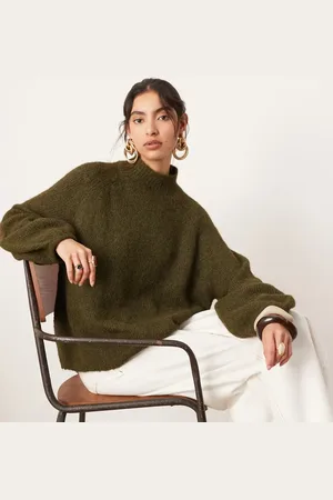 ASOS Jersey extragrande con cuello alto de punto de -Marrón