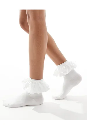 Glamorous Calcetines color con detalle de volante de -Blanco