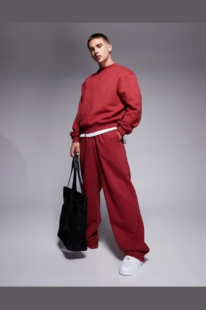 ASOS Sudadera roja de corte cuadrado extragrande de tejido grueso de 400 g/m2 premium de -Rojo