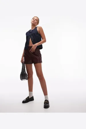 Topshop Pantalones cortos estilo deportista de cuero sintético de -Rojo