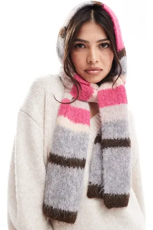 ASOS Bufanda a rayas grises y rosas de