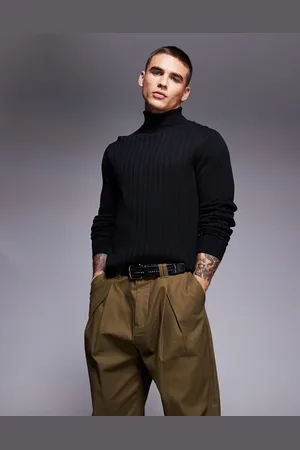 ASOS Jersey básico ajustado con cuello vuelto de punto acanalado de