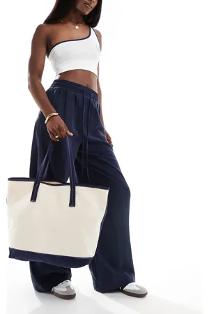 ASOS Bolso tote de lona con ribetes en contraste de