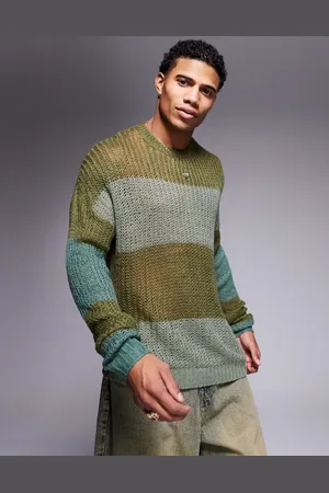 ASOS Jersey a rayas holgado de punto calado de -Verde