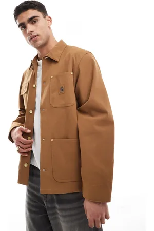 Carhartt Chaqueta marrón con bolsillos de antelina de