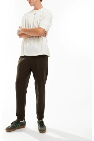 JACK & JONES Pantalones marrones de corte slim con cordón ajustable de punto liso de -Marrón