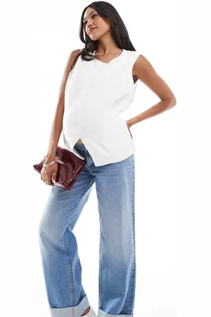 ASOS Vaqueros sueltos con dobladillos anchos de ASOS DESIGN Maternity